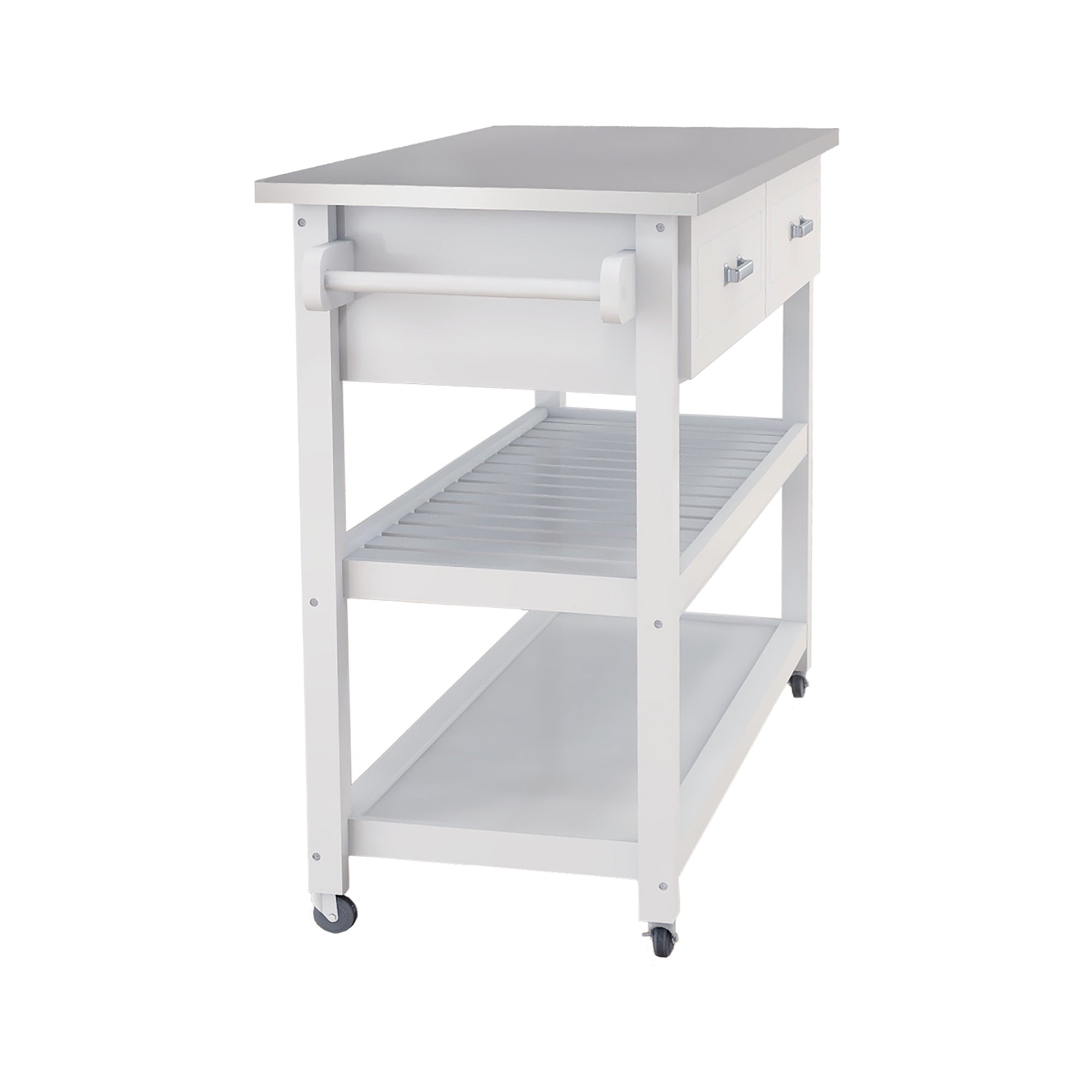 Pefelife Stainless Steel Top Rolling Kitchen Island Storage Cart