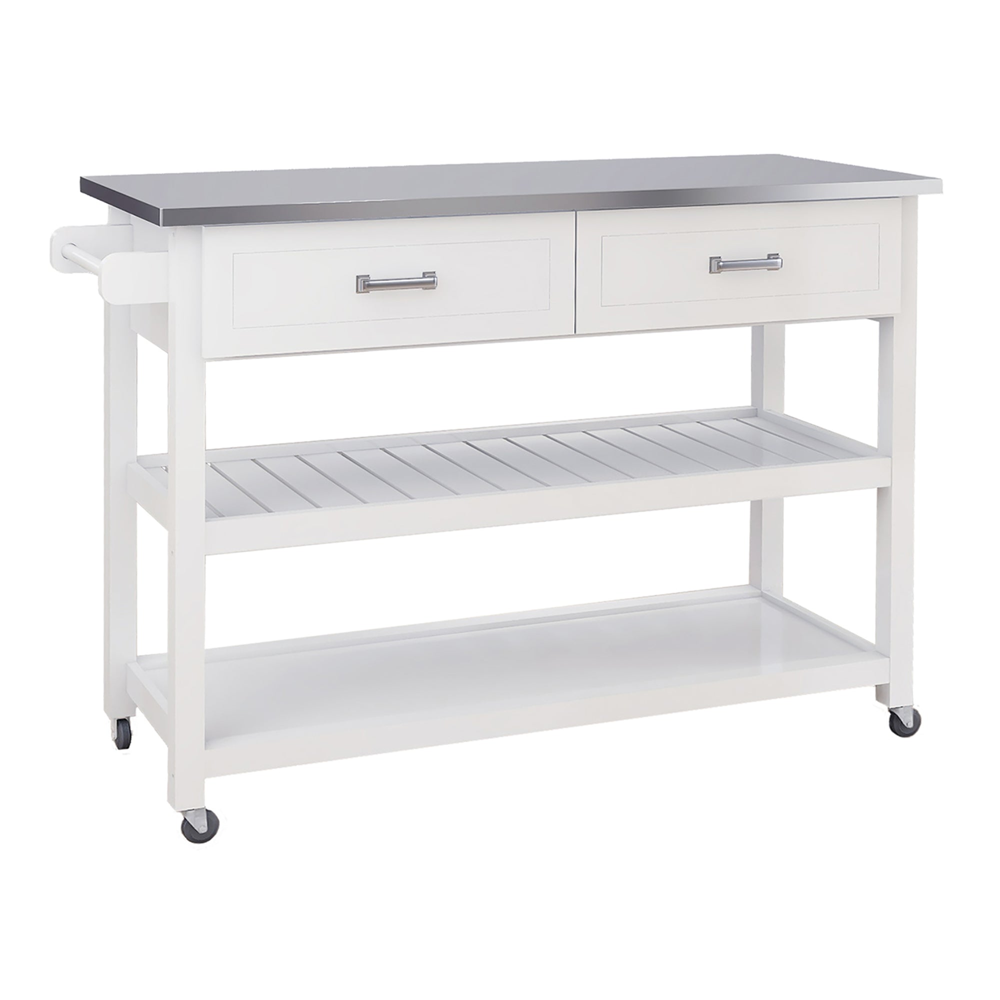 Pefelife Stainless Steel Top Rolling Kitchen Island Storage Cart