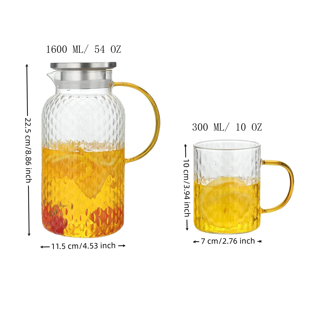 Pefelife Rice Grain Corrugated Glass Water Jug Heat Resistant Glass