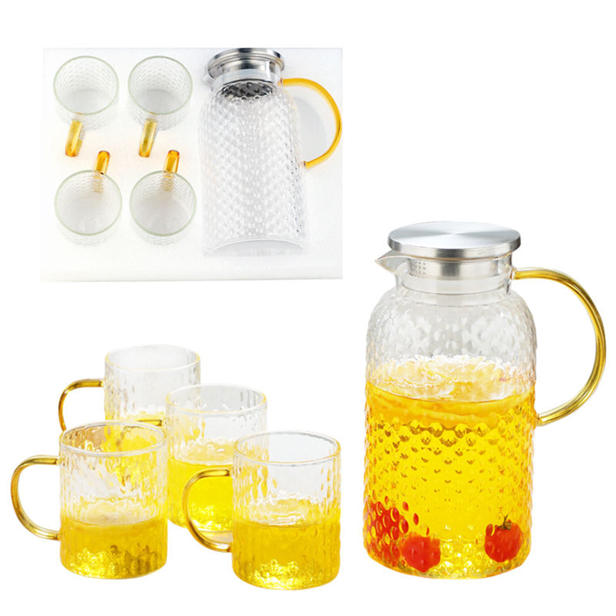 Pefelife Rice Grain Corrugated Glass Water Jug Heat Resistant Glass